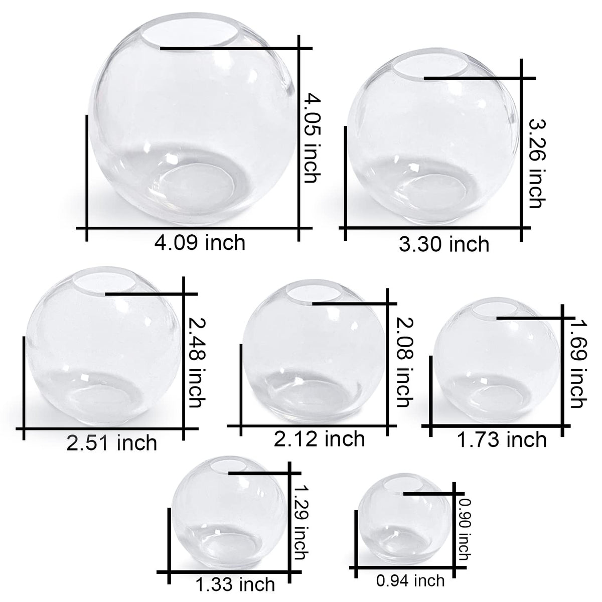 RESINWORLD Set of 4, 3", 2.5", 2", 1.7", 1.3", 0.9" Clear Silicone Sphere Molds, Large 3D Seamless Sphere Silicone Molds for Resin Casting, Round Ball Orbs Epoxy Resin Mold for Jewelry, Soap, Candle