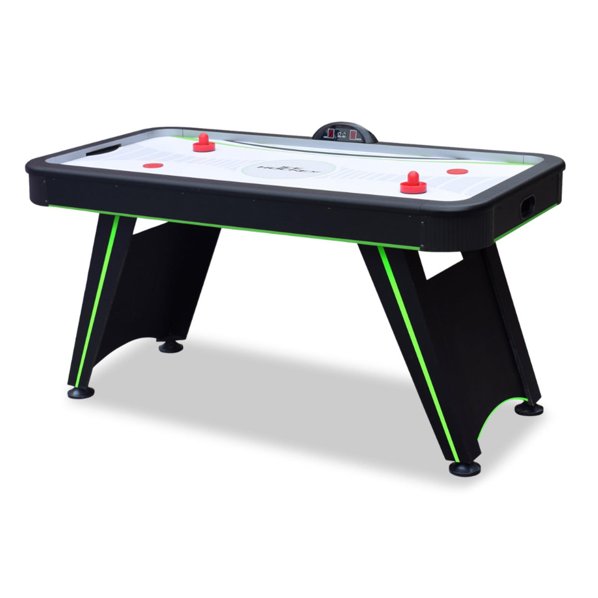 Hathaway Voyager 5 Ft Air Hockey Table for Home Game Room - with LED Scoring, High-Output Blower, Reinforced Legs, Strikers & Pucks - Black and Neon Green Finish