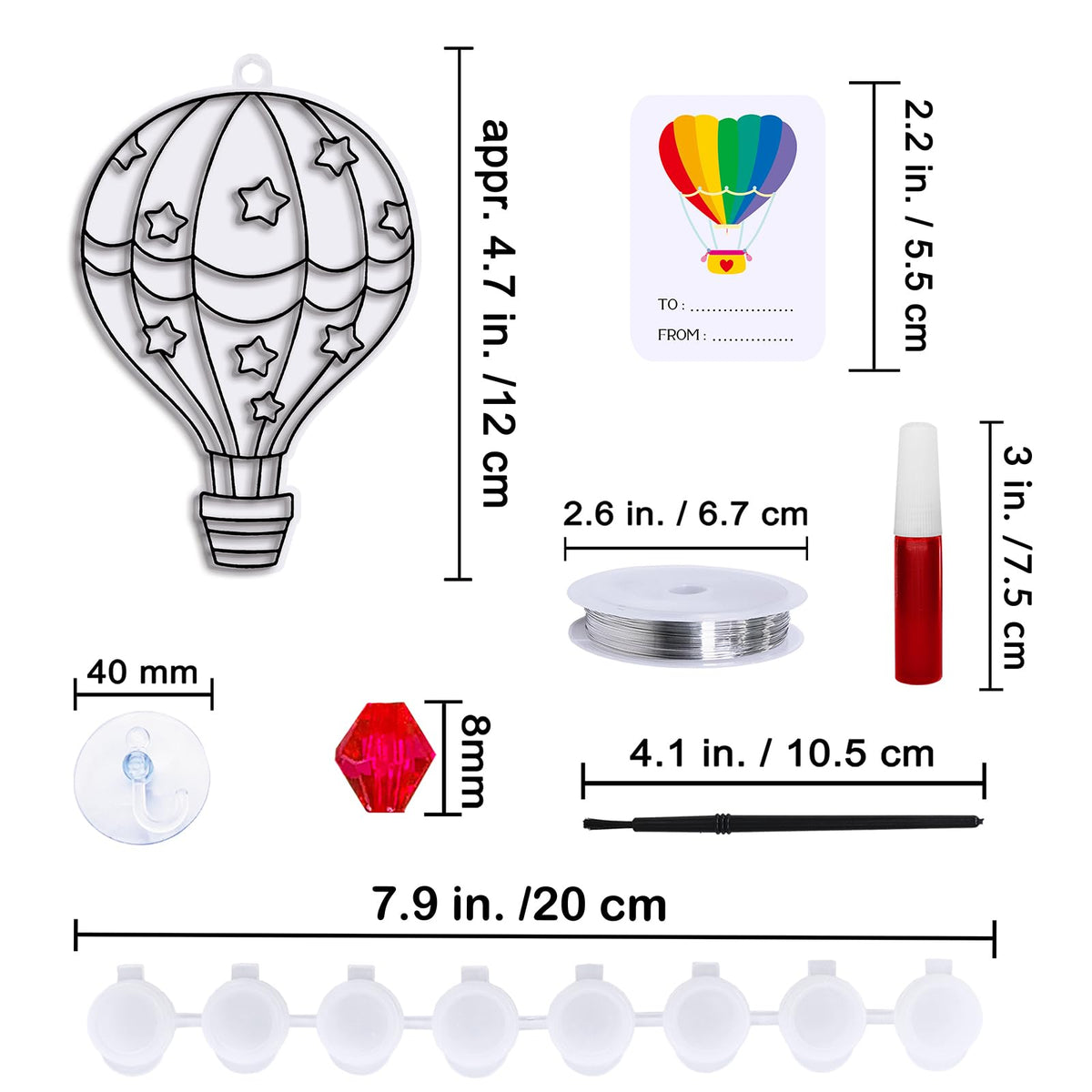 Winlyn 24 Sets Hot Air Balloon Suncatchers Decorations DIY Window Paint Art Craft Kits Rainbow Hot Air Balloon Painting Kit for Kids Classroom Activities Birthday Summer Camping Party Art Project