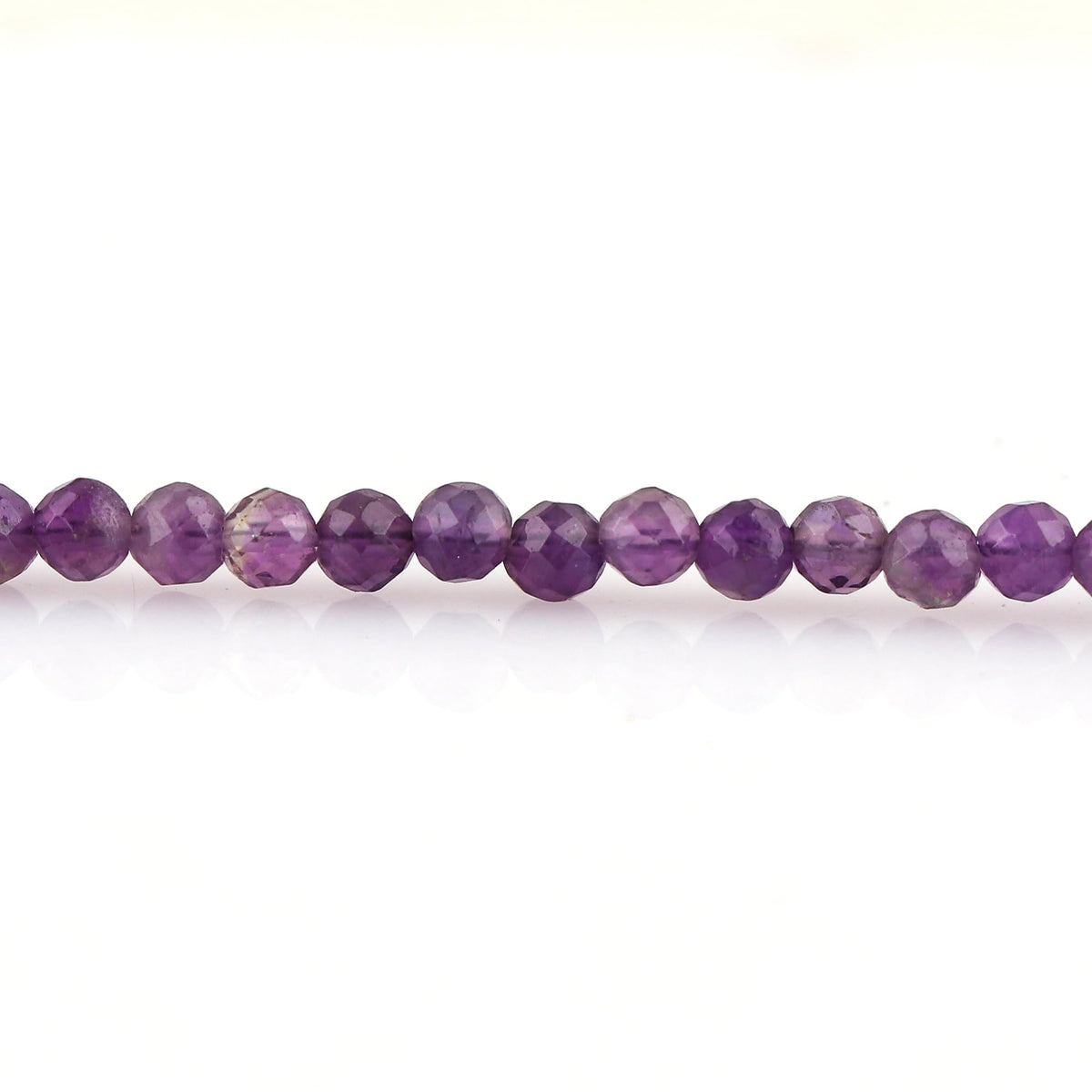 GEMKORA Natural Real Amethyst Crystals Bracelet, 3mm Best Grade Micro Cut Beads, Chakra Healing Gemstone, Beautiful Simple Jewelry, Silver Plated Jewelry 7+1 inch