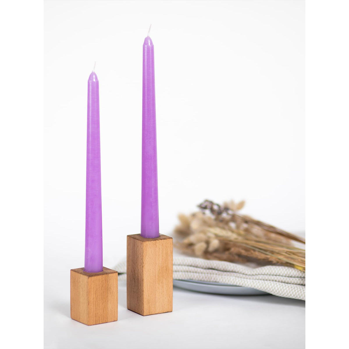 CANDWAX 8 inch Taper Lilac Candles Set of 12 - Unscented Smokeless Dripless Tall Candlesticks - Perfect for Special Occasions, Ordinary Dinners, for Mother's Day - Lavender Candle Sticks