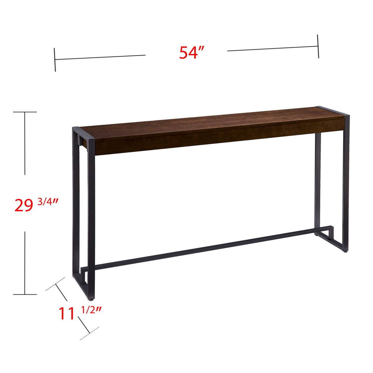 SEI Furniture - Holly & Martin Macen Console - Dark Tobacco with Gunmetal - Transitional Design, Brown Iron and Wood - Ideal for Entryway, Living Room (CM9912)