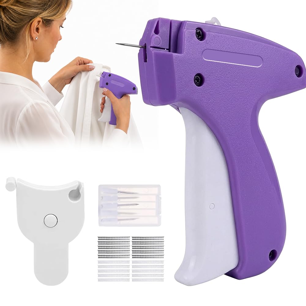 Stitch Gun for Clothes, Quick ClothingFixer & Portable Garment Repair Tool,Mini Stitch Gun Kit with 6 StainlessSteel Needles & 1000 Fastenersfor Fabric, DIY Sewing (Purple)