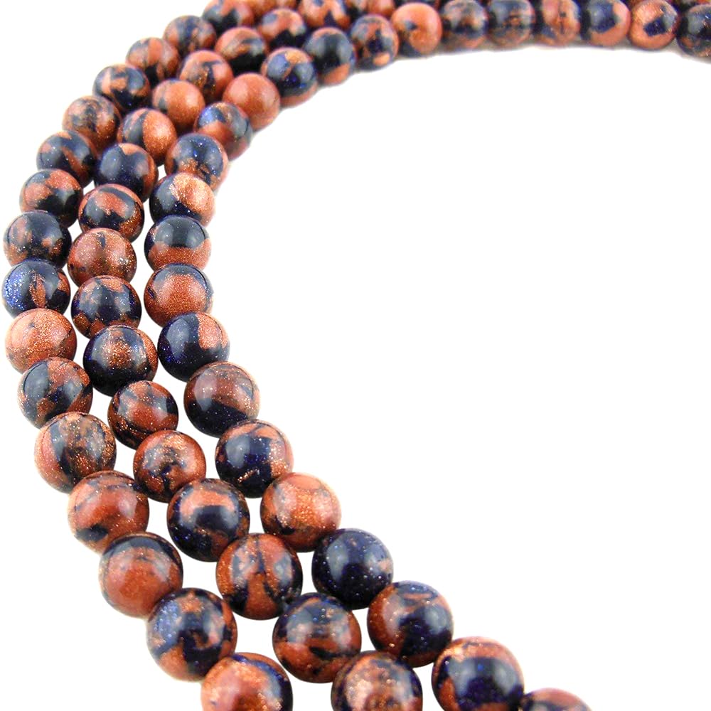 10mm Blue Gold Sand Stone Mixed Sandstone Beads Round Semi Precious Gemstone Loose Beads for Jewelry Making 14"(36-38pcs/strand)