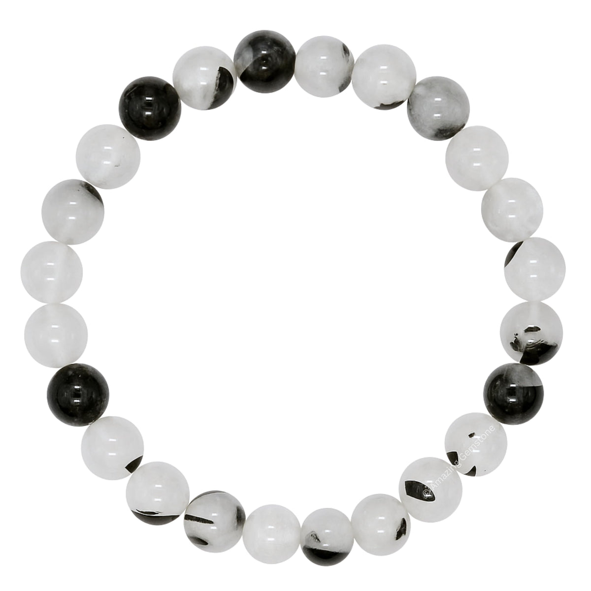 Amazing Gemstone Crystal Bracelet for Women Men's Gifts - Protection Healing Crystal Bracelet - 8mm Gemstone Beaded Stretchable Bracelet Pulseras Para Hombres Mujer Stocking Stuffers Mothers Day Gift (Black Rutilated Quartz)