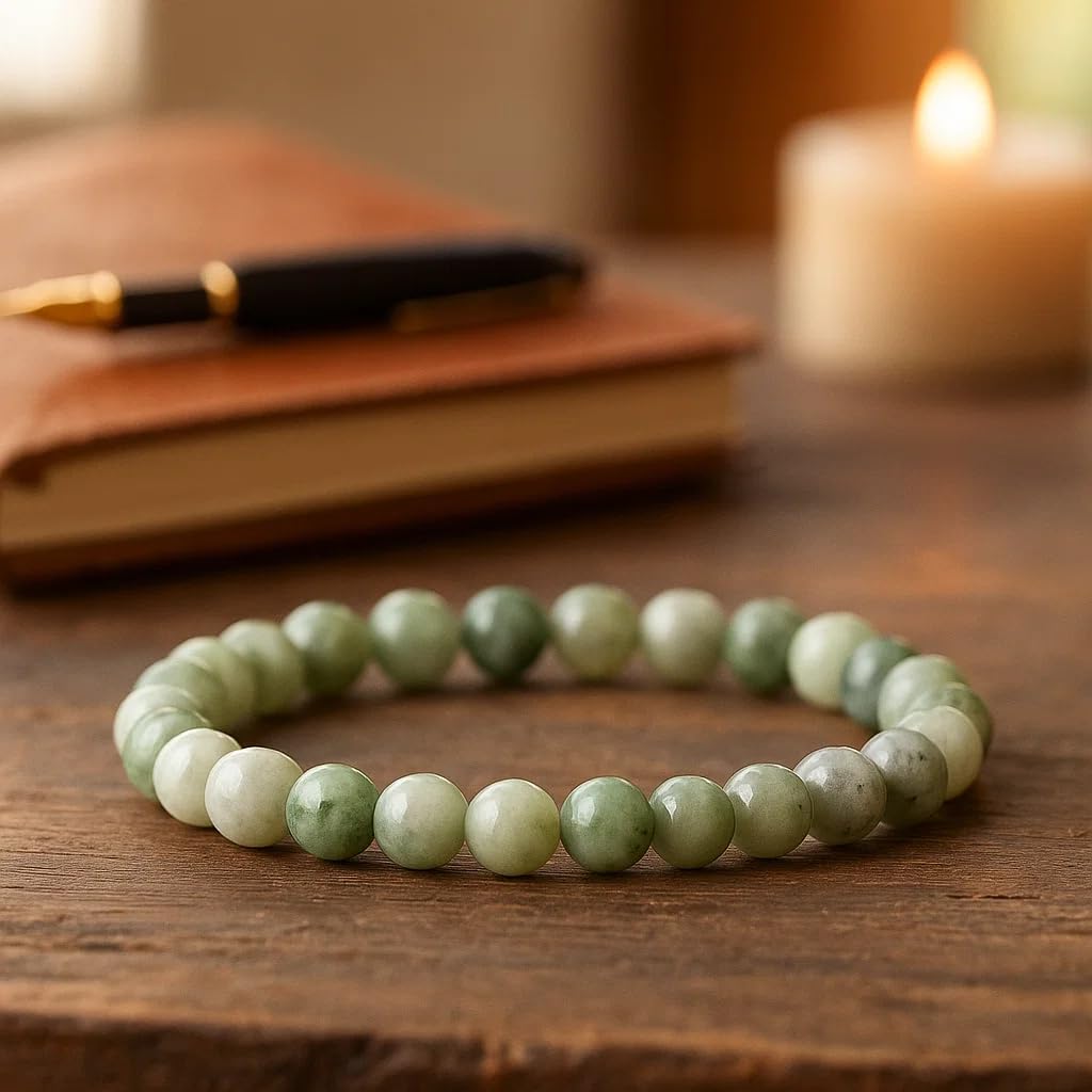 Cherry Tree Collection - Small, Medium, Large Sizes - Gemstone Beaded Bracelets For Women and Men - 6mm Round Beads (Burma Jade - Medium)