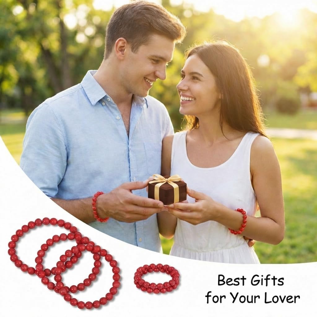 Yochus 60pcs Red Coral Beads，6mm Healing Power Natural Stone Round Loose Gemstone Beads for Jewelry Making Earring Necklace DIY Crafts