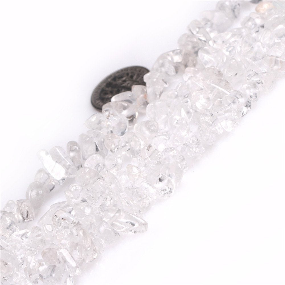 HAAMIIQII 5-8mm Natural White Clear Crystal Rock Quartz Chips Beads Irregular Chip Stones Loose Gemstone Beads for Jewelry Making Strand 30 Inch