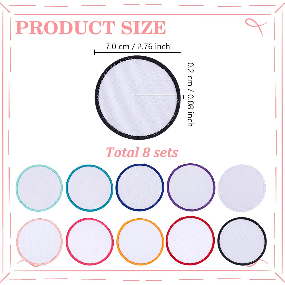 GOMAKERER 80 Pcs 10 Colors Sublimation Patches Bulk, 2.76 Inch Iron On Blank Patches Repair Appliques for DIY Crafts Hats Caps Shoes Backpack Bags Uniforms