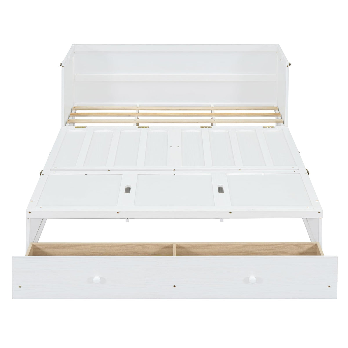 Bellemave Queen Murphy Bed Cabinet Bed, Solid Murphy Bed with Storage Drawer, Queen Size Bed with USB Ports, Chest Wall Bed with Drawer (White, Queen)