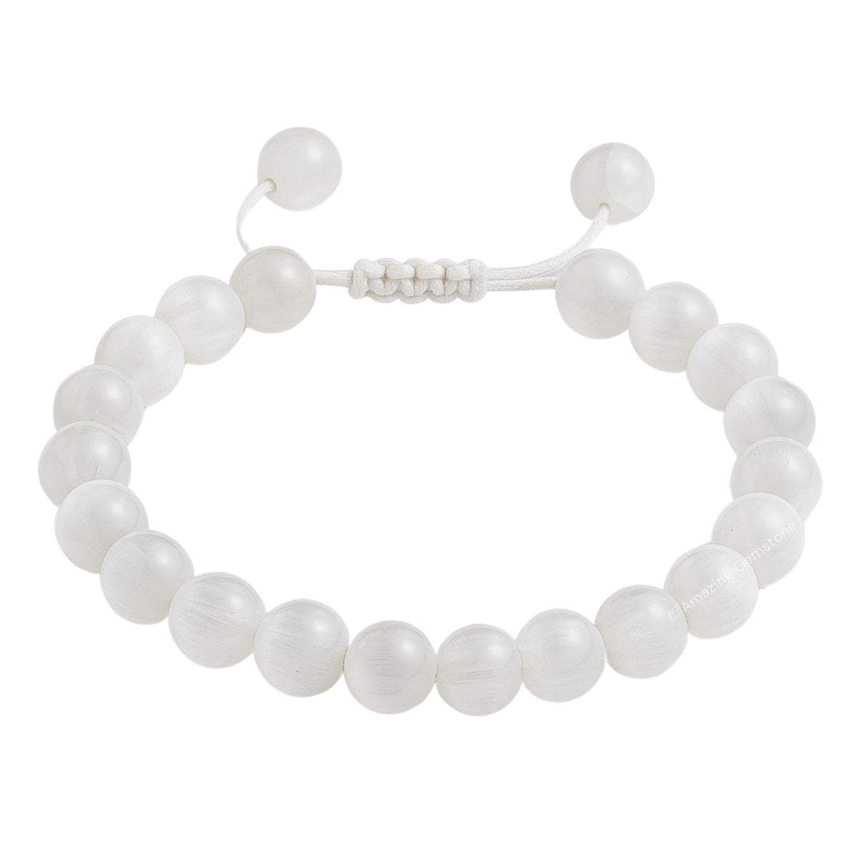 Amazing Gemstone Selenite Bracelet, Gifts For Men & Women - Protection Healing Crystal Bracelet - 8mm Gemstone Beaded Adjustable Bracelet, Pulseras Para Hombres Mujer Stocking Stuffers