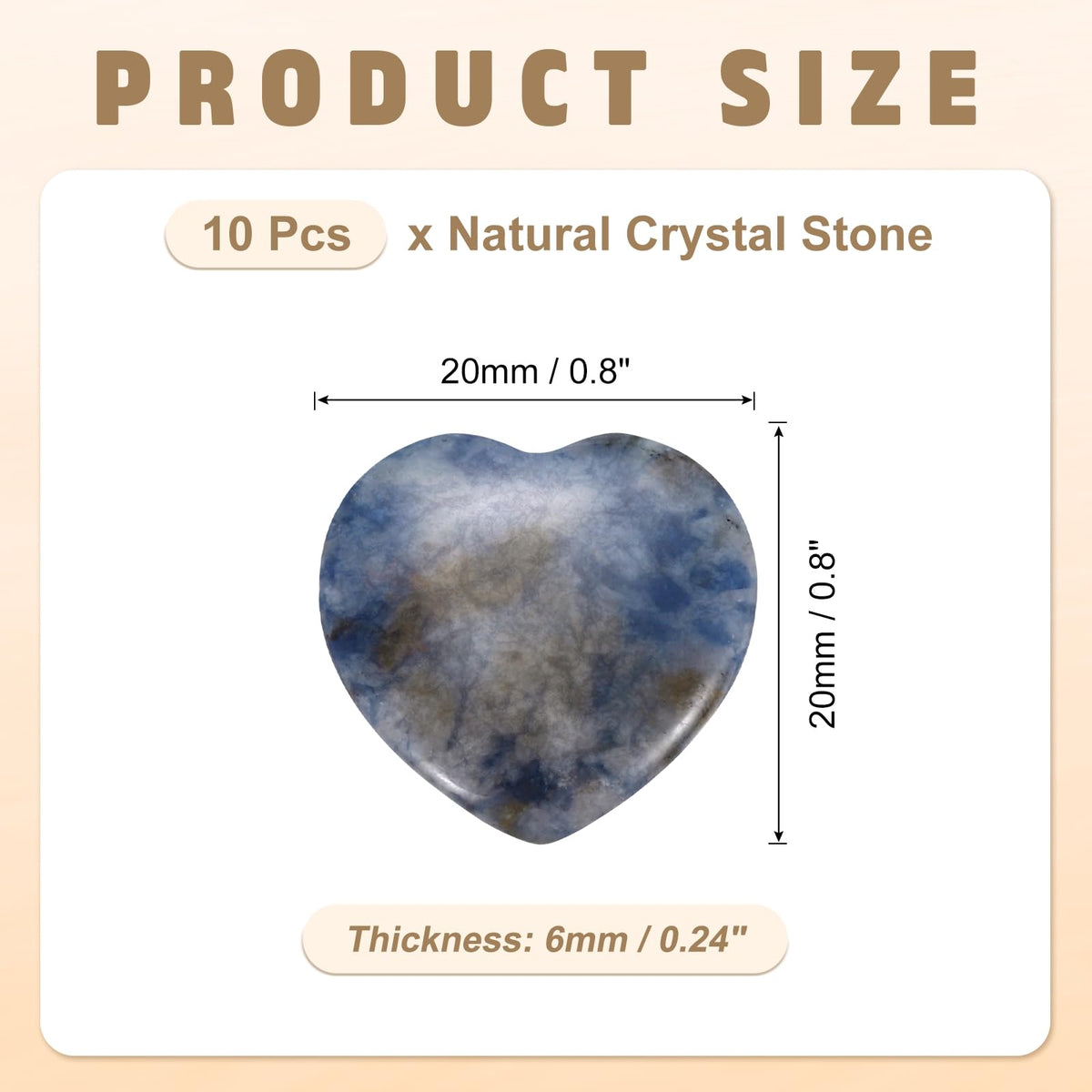 PATIKIL 10Pcs Natural Heart Shaped Crystal Stone, 0.8" Polished Love Gemstone Crystal, Pocket Rock Engraved Worry Stones for Women Valentines Gift Meditation 0.24" Thick, Blue Spot Jasper