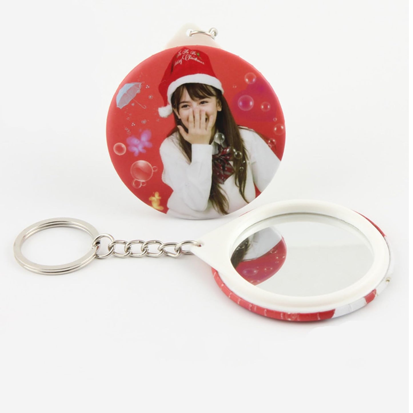 25 Sets Button Badge Maker Double-Sided Keychain, 2.28 Inch (58 mm) Tinplate Badge with Metal Cover, Mirror, Plastic Base and Keychain, Supplies for Button Making Machine