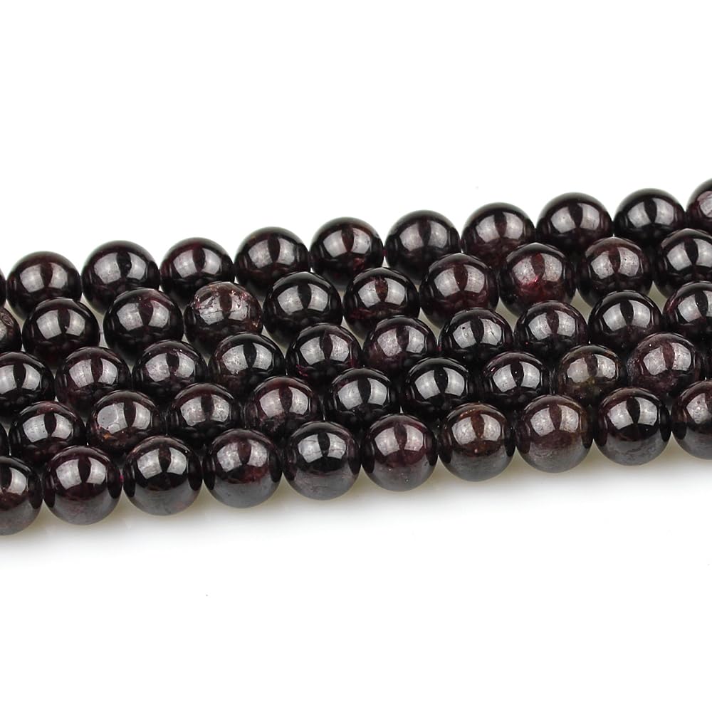 MJDCB Natural Stone Beads Garnet Round Loose Beads for Jewelry Making DIY Bracelet Necklace (10mm)