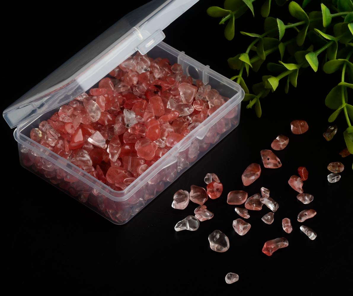Natural Chip Stone Beads Watermelon Red 5-8mm About 400 Pieces Irregular Gemstones Healing Crystal Loose Rocks Bead Hole Drilled DIY for Bracelet Jewelry Making Crafting (5-8mm, Watermelon Red Stone)