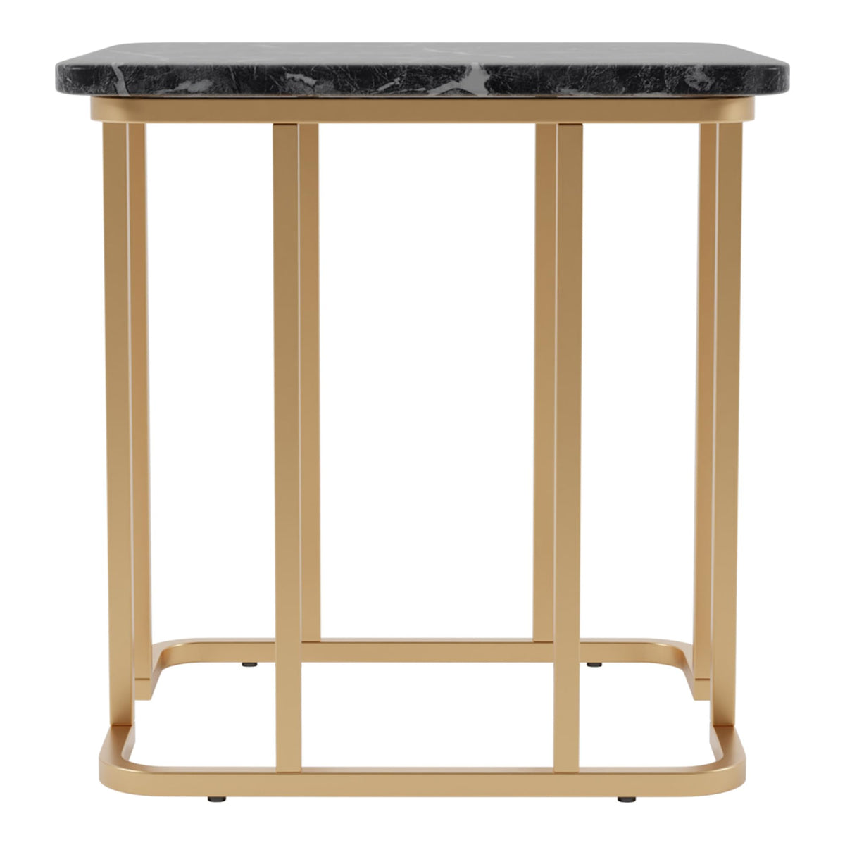 24/7 Shop at Home Scheben Modern Faux Marble Top 2-Piece Coffee Table Set with U-Shaped Metal Base for Living Room, Bedroom, Home Office, Gold Coating and Black