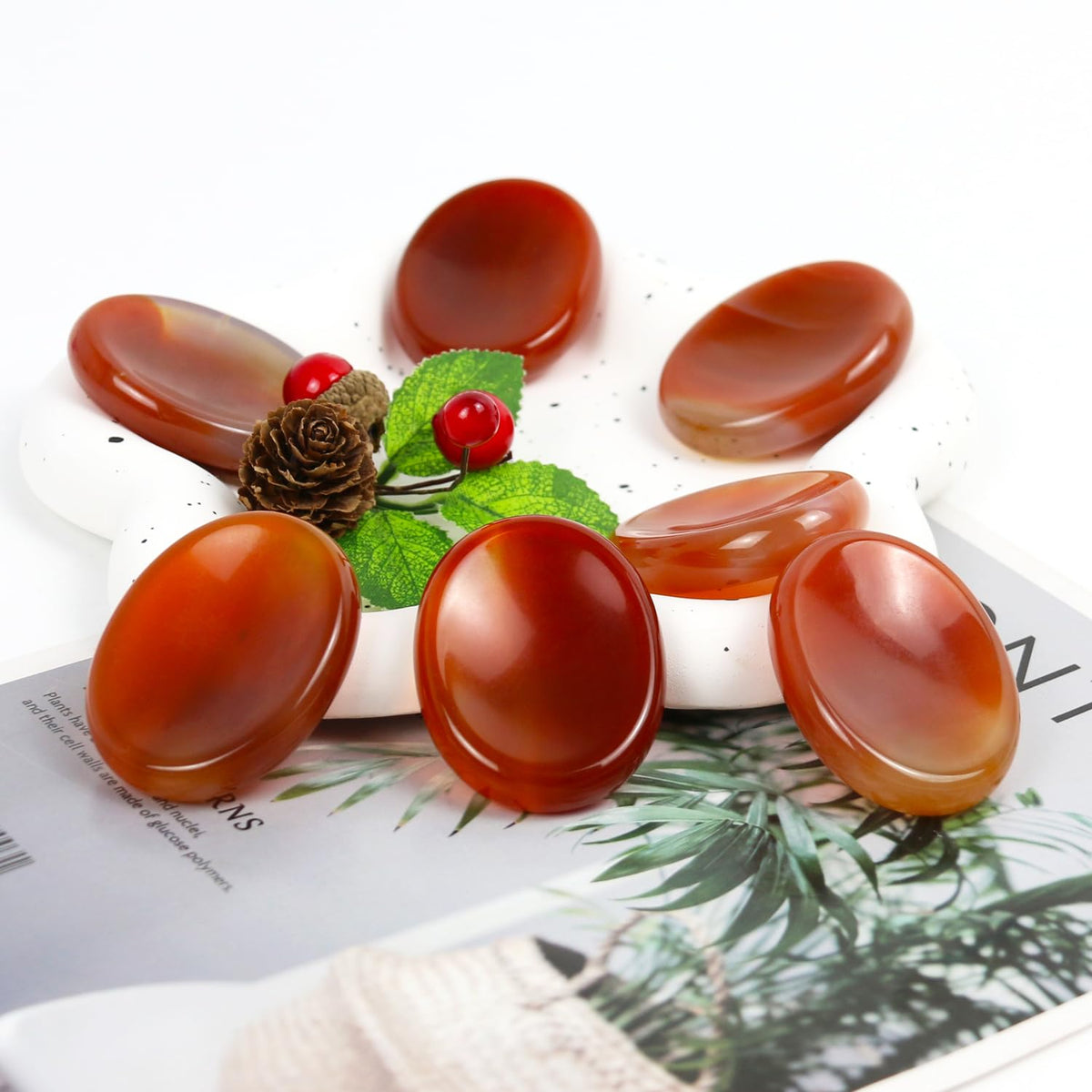Namzi Carnelian Crystal Rock Worry Stones for Kids, Oval Palm Stone, Thumb Stone, Crystals and Healing Stones Quartz Bulk for Wicca, Reiki, Healing Energy, Chakra Stones, Witchcraft Supplies(1PCS)
