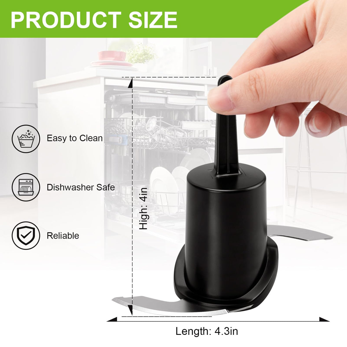DLC-2ACBN Chopping Blade Fits Cuisinart Mini Prep Plus DLC-2A, Food Processor Blade Compatible with Cuisinart Food Processor Replacement Parts (Black)