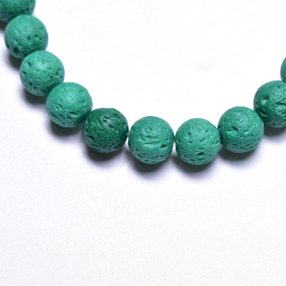 8mm Lava Rock Natural Stone Loose Beads for Jewelry Making Spacer Beads 15"-48pcs/Strand (8mm, Green)