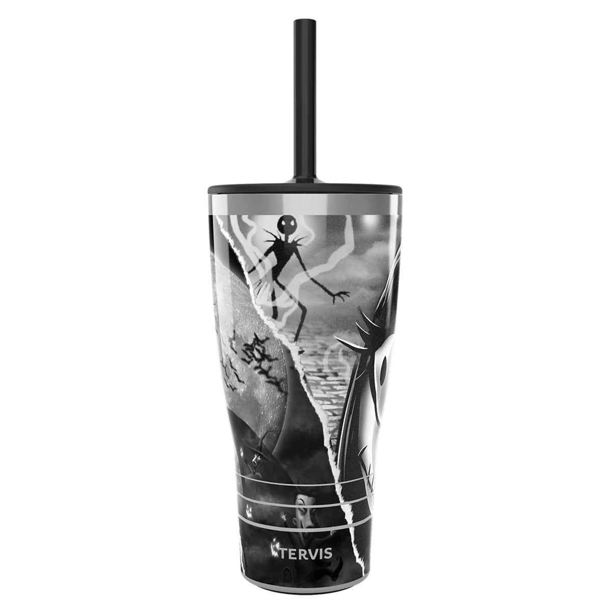 Tervis Traveler Disney Nightmare Before Christmas Torn Collage Triple Walled Insulated Tumbler Travel Cup Keeps Drinks Cold & Hot, 30oz - with Straw Lid, Stainless Steel