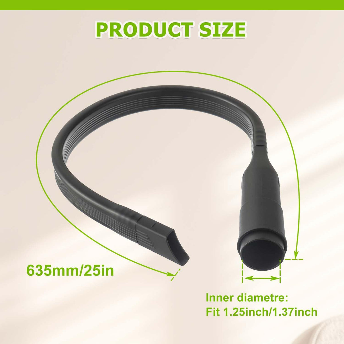 EPLZON 25 inch Flexible Vacuum Crevice Attachment Tool Crevice Brush Tool Kit for Vacuum Hoses Accepting 1-1/4"(32mm) or 1-3/8"(35mm) Inner Diameter Attachments 24.4inch