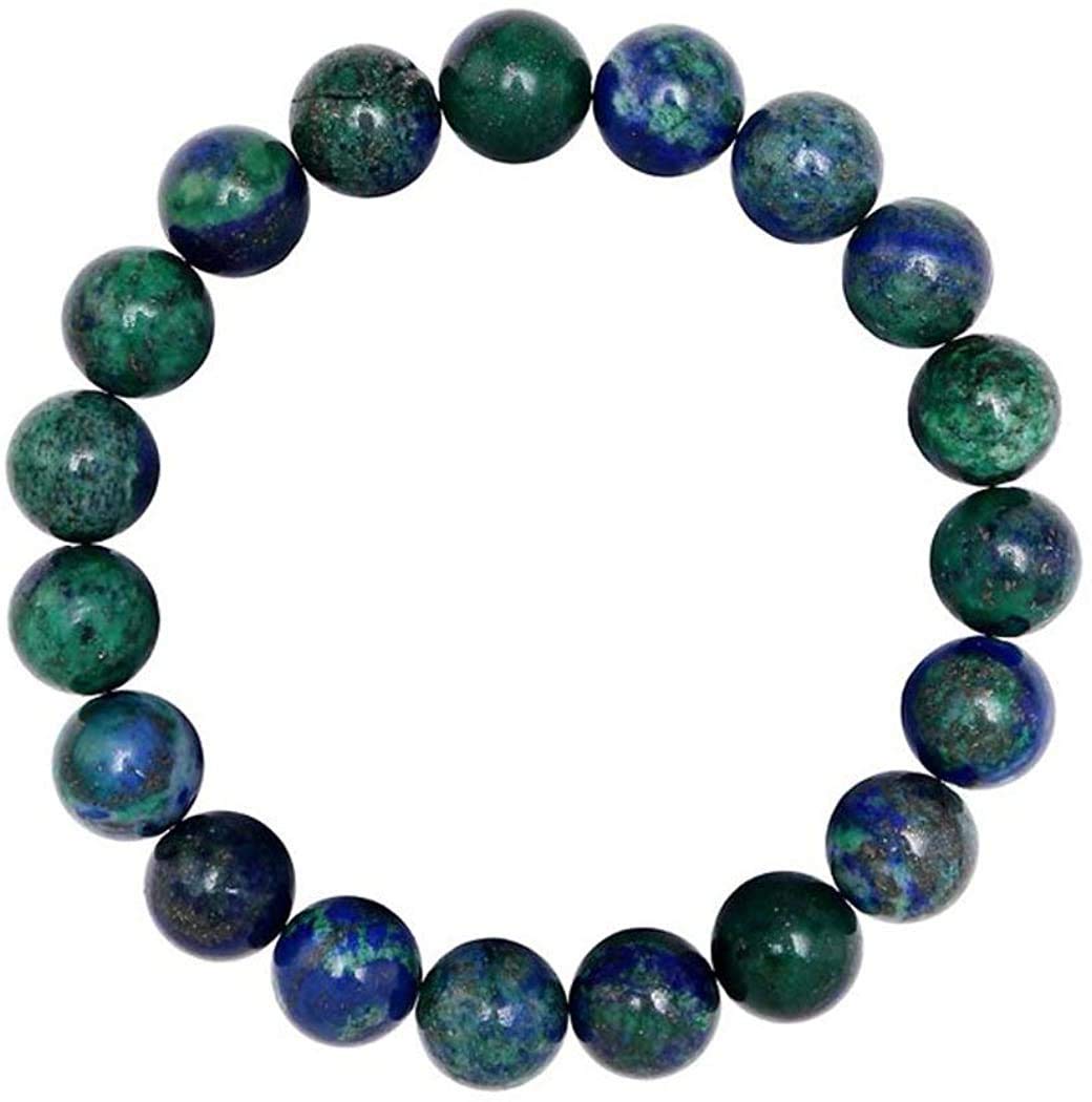 sara creation Green Blue Chrysocolla Stone Bead Bracelet - Adjustable Natural Gemstone Bracelets - Healing For Girl Women Men
