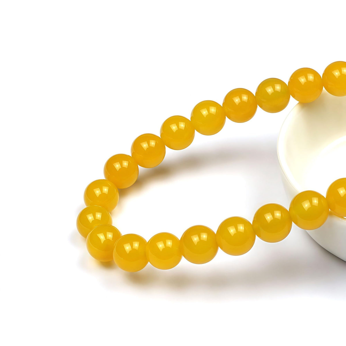 MJDCB 7A Round Natural Yellow Agate Beads Stone Loose Beads for Necklace Bracelet Charms Jewelry Making 15"(8mm)