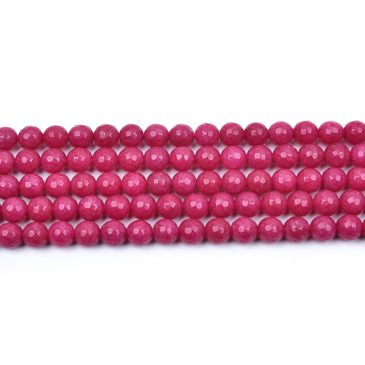 HAAMIIQII 6mm Rose Red Jade Faceted Round Stone Spacer Beads, Loose Gemstone Beads for Jewelry Making, DIY Bracelet, Necklace, Healing Crystal 15 Inch (65pcs)