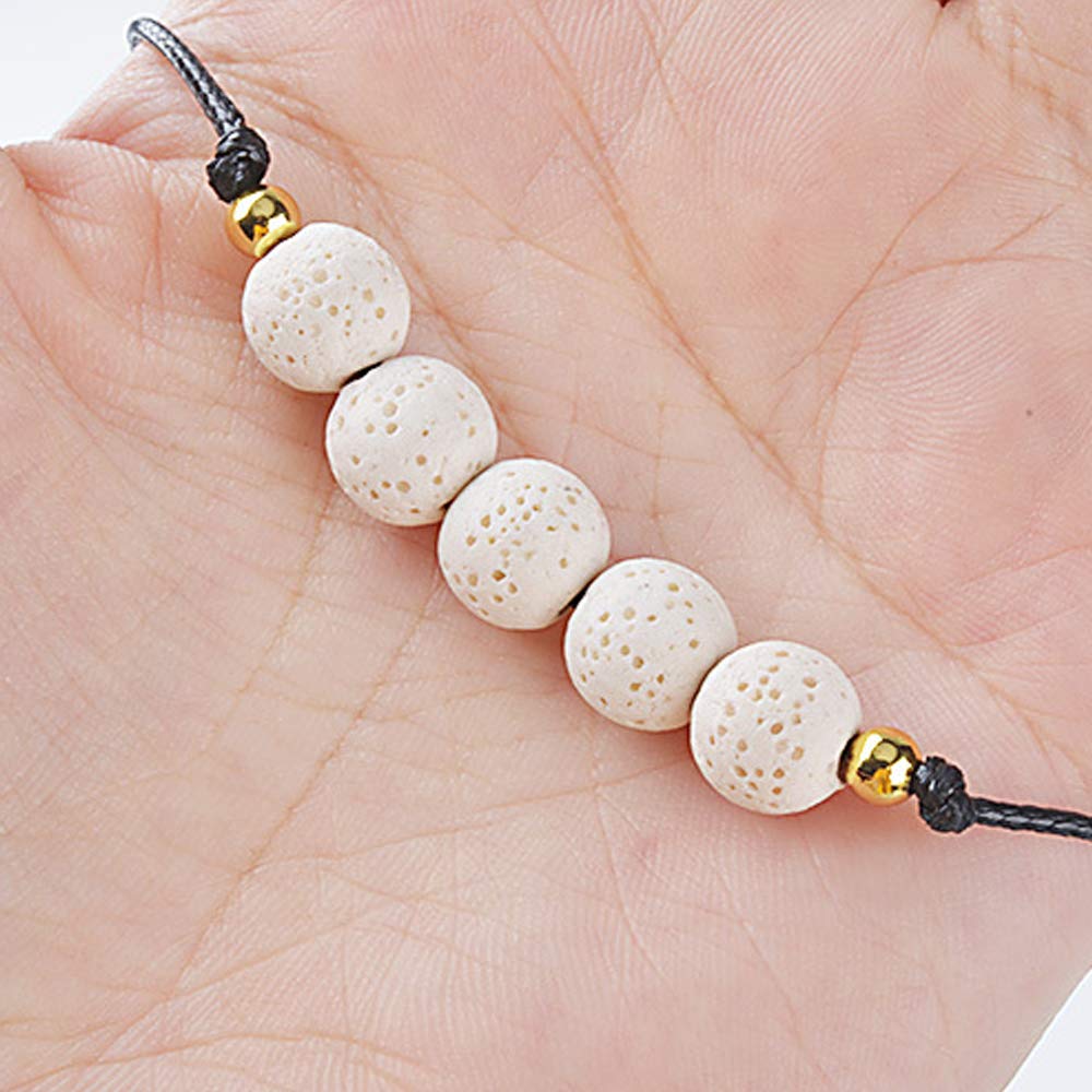 Topwon Relax Lava Beads Bracelet Essential Oil Diffuser Gift for Women Man - Meditation,Healing,Aromatherapy,Stress-Relief (White&Black)