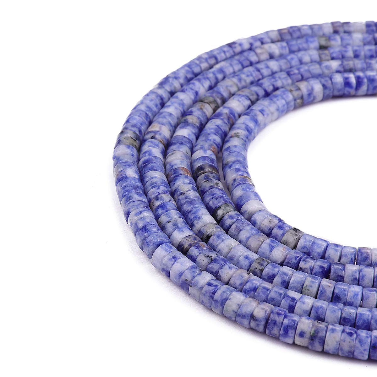 BEADIA Natural Blue Sodalite Spacer Beads Caps Loose Semi Gemstone for Beading Jewelry Making 6mmx3mm 38cm