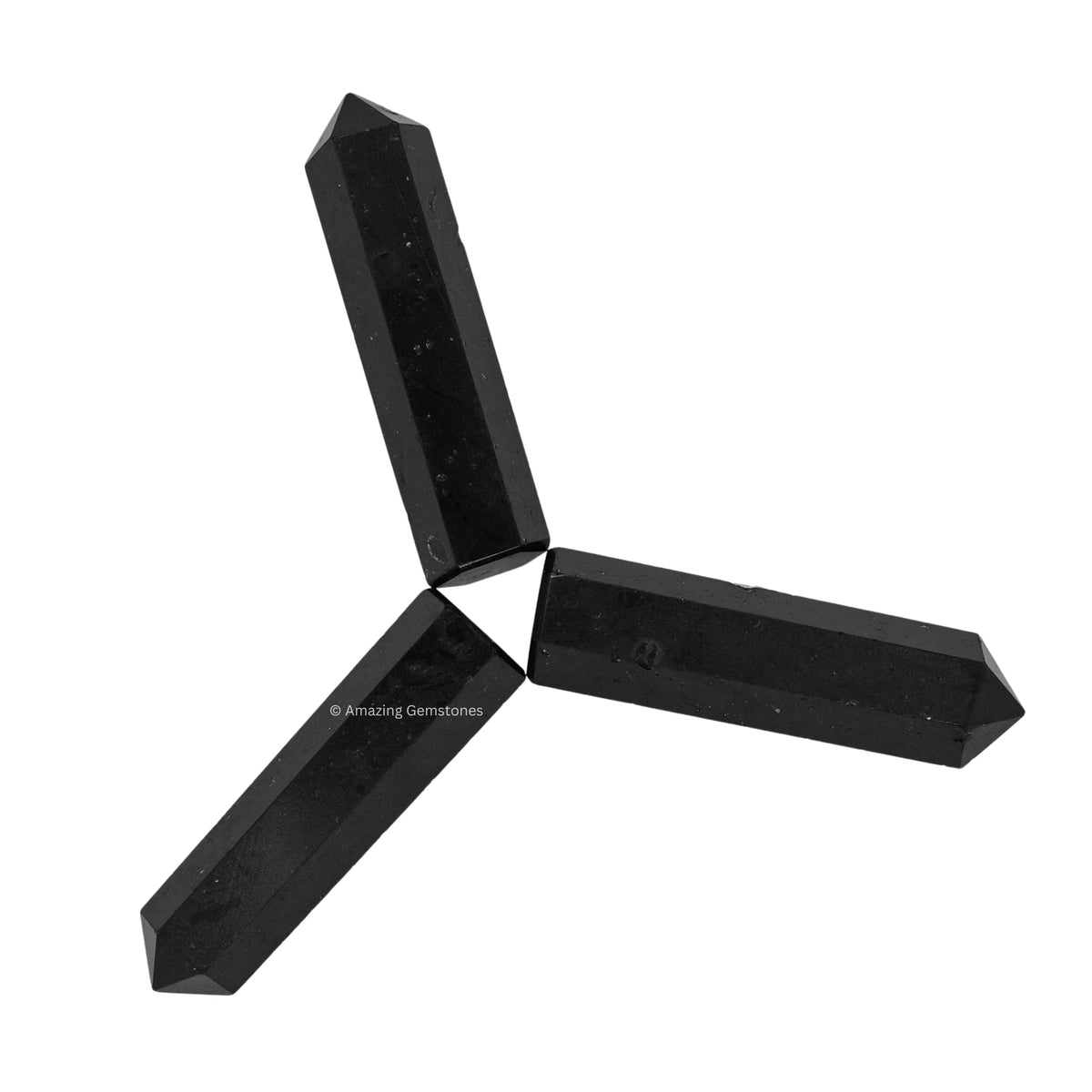 Amazing Gemstone Black Tourmaline Crystal Points Bulk Healing Crystals and Stones - Pack of 3 Single Terminated Healing Wand Point Bulk Crystals for Crafts, Crystal Grid, DIY Work - Premium Crystals