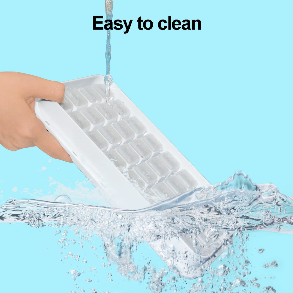 Ice Cube Trays for Freezer With Bin, Scoop, and Press Plate - 2 Tiers, Lid Included