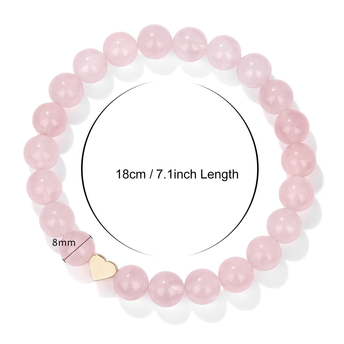GolbalJew Healing Bracelet For Women Anxiety Rose Quartz Beaded Bracelets Jewelry Healing Stone Heart Charm Bracelet Stress Relief Yoga Beads Chakra Bracelets Gifts For Women