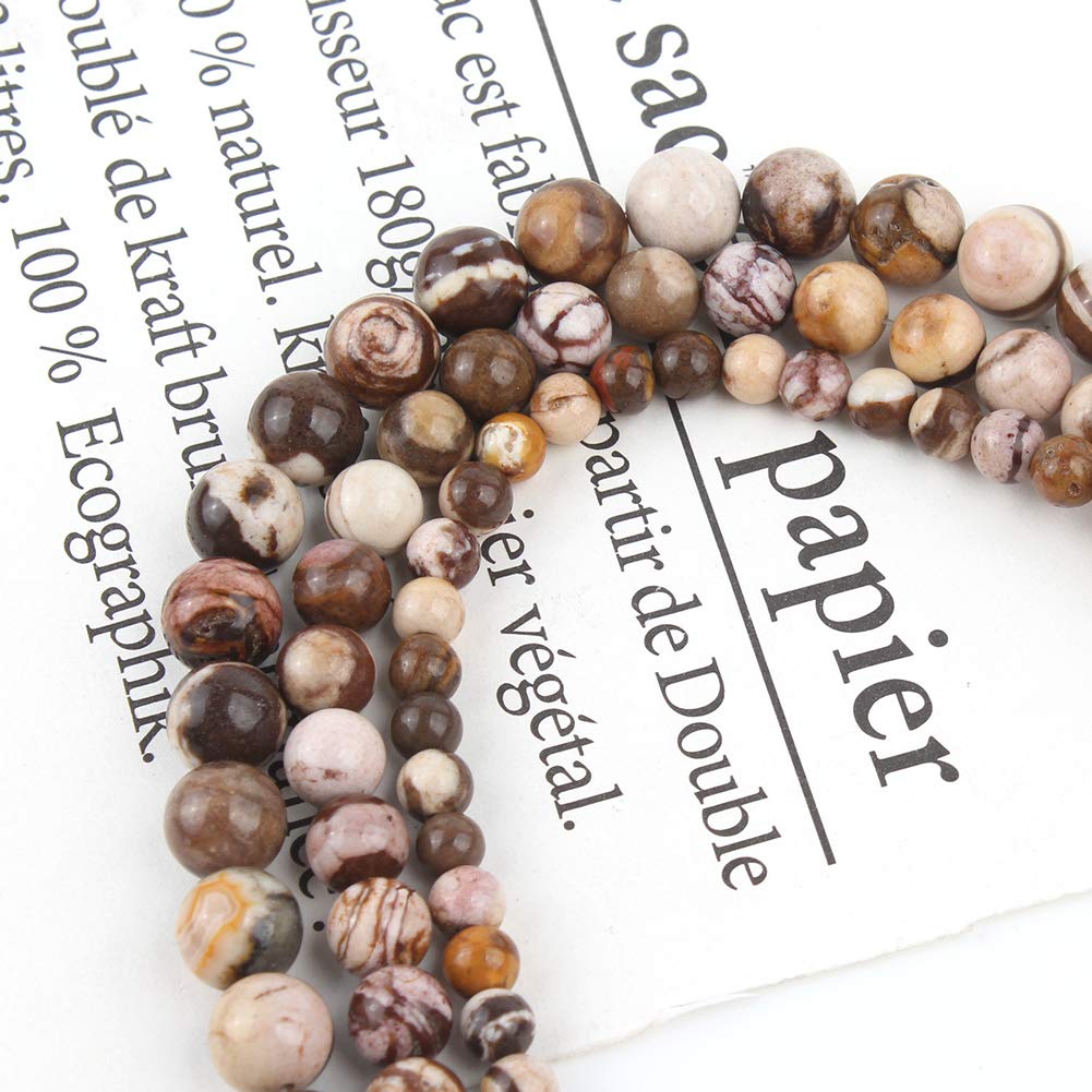 NITOPUPU 10mm 37pcs Australian Zebra Natural Stone Beads for Jewelry Making Supplies, Round Crystal Beads for Bracelets Necklace DIY Crafts