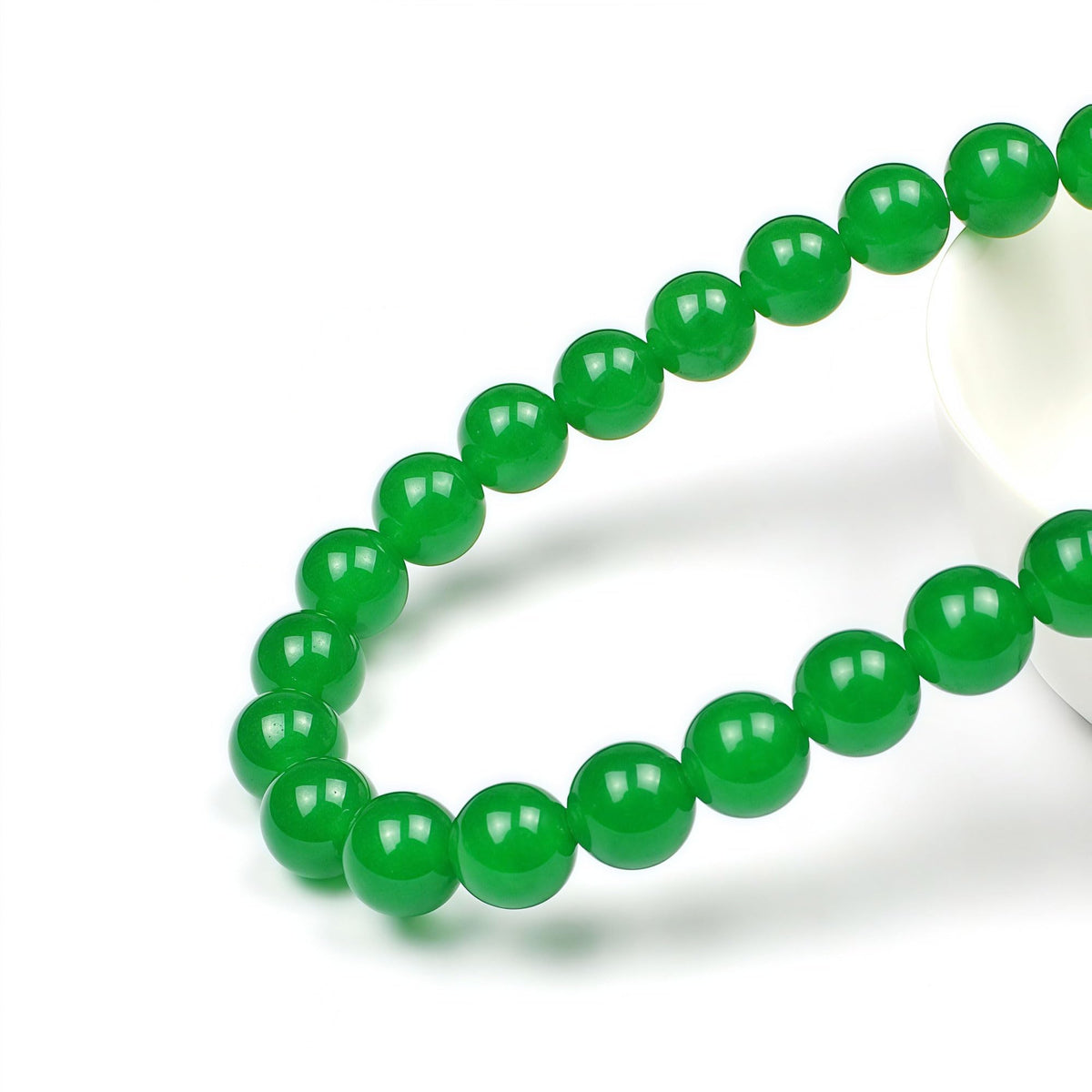 MJDCB Natural Green Jade Round Loose Beads for Jewelry Making DIY Bracelet Necklace (4mm)