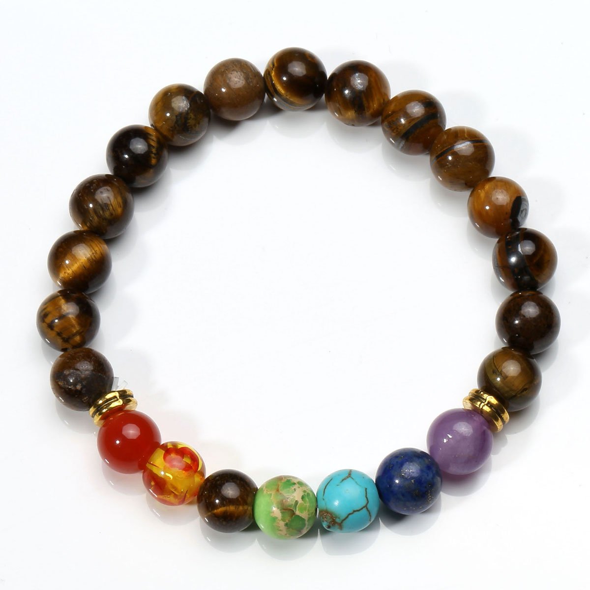 Eigso 8 Pcs 7 Chakra Bracelets Set for Women Men Meditation Lava Rock Bracelet