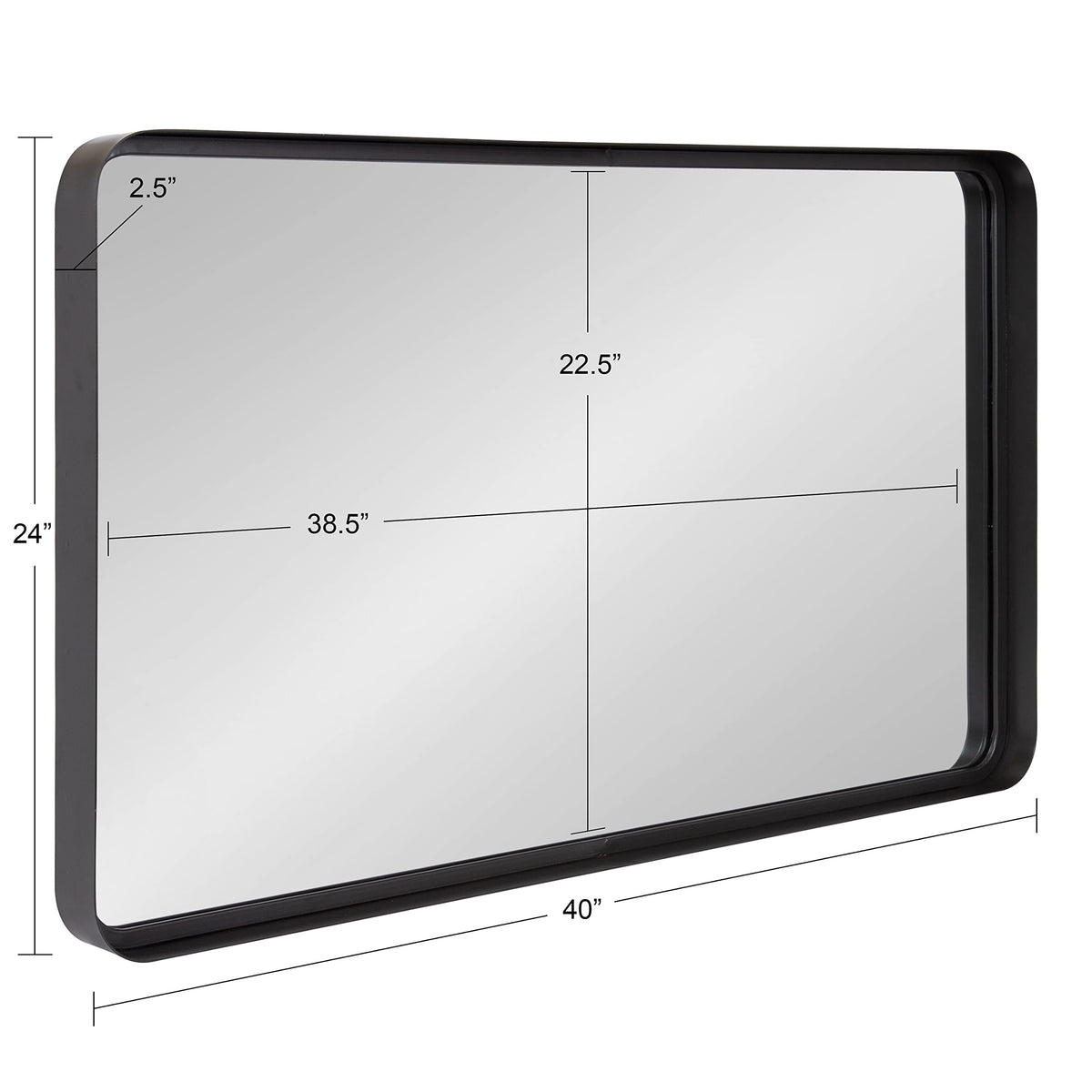 Kate and Laurel Armenta Modern Soft Rectangle Metal Framed Mirror; 40 x 24; Gray; Functional Industrial Accent Mirror with Bold Finish for Wall Decor