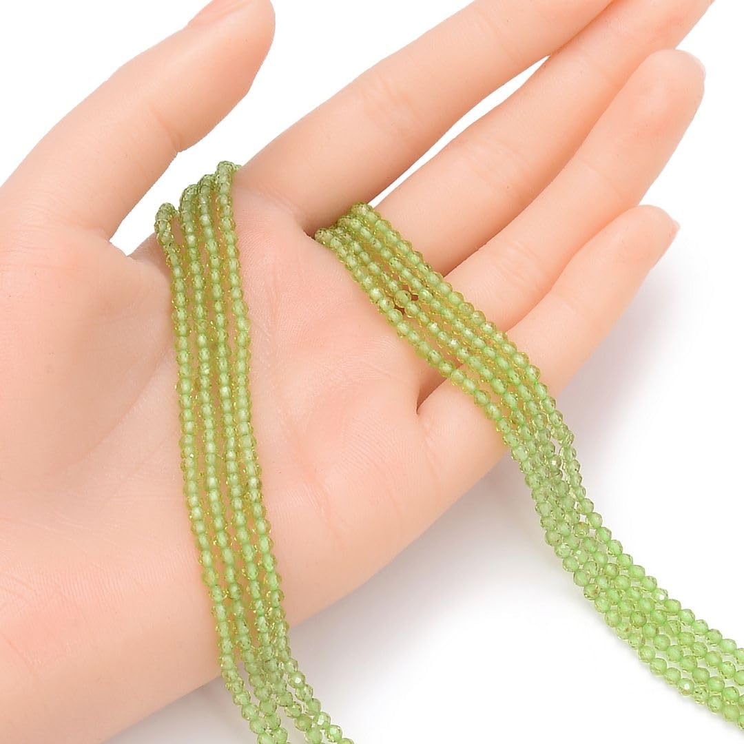 Adabele 30 Inch Natural Green Peridot Healing Gemstone 3mm (0.12 Inch) Tiny Small Faceted Round Loose Beads Stone Spacer (260-280pcs Total) for Craft Jewelry Making GK3-11
