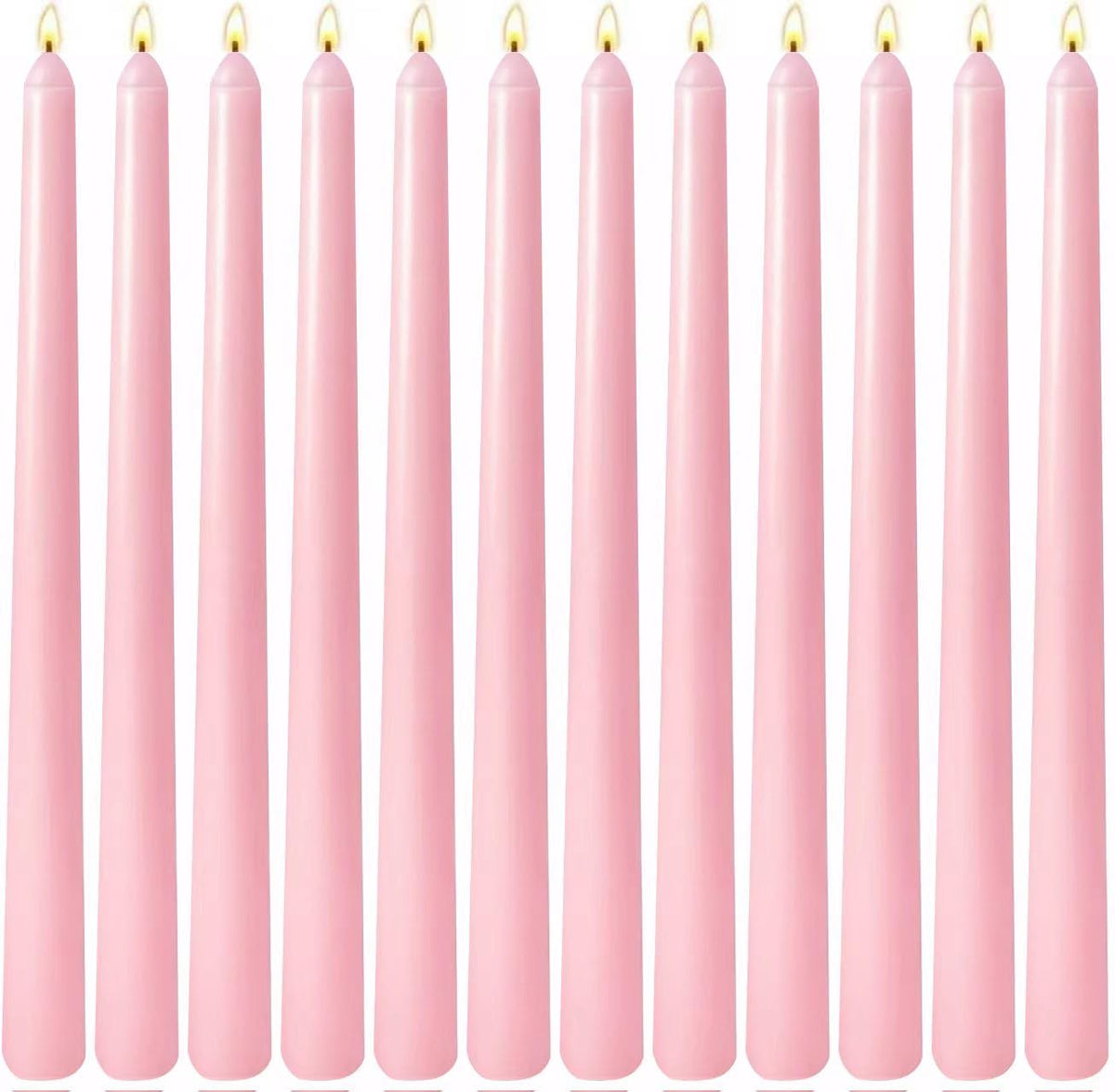 12 Pack 10 inch Pink Taper Candles, Unscented Dripless Candlestick Bulk for Home Dinner Wedding Romantic, Long-Lasting Burn Time of 7-8 Hours