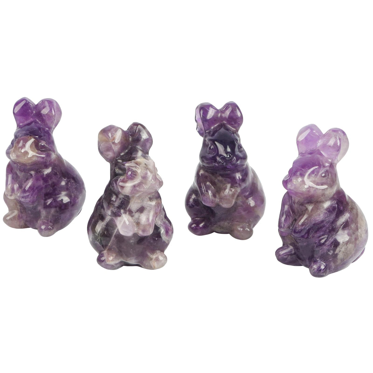 Loveliome Rabbit Crystal Decor Figurines, 2 Inches Natural Healing Stones Hand Carved Sculpture Ornaments Colletctible, Amethyst