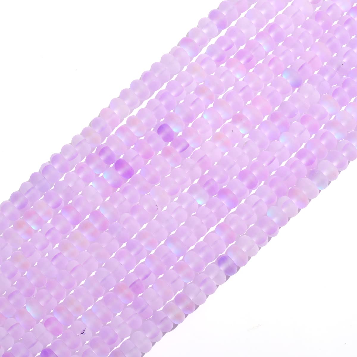 5x8mm Violet Matte Aurora Crystal Glass Beads Loose Rondelle Disc Beads Frosted Moonstone for Jewelry Making