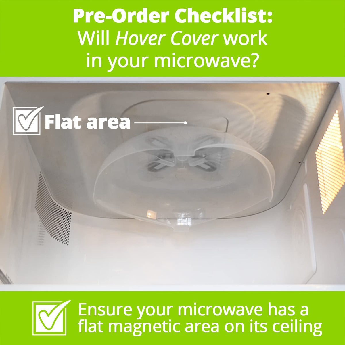 HOVER COVER Magnetic Splatter Cover, 12-Inch Clear BPA-Free Food Lid, Vented Plate Guard with Steam Vents, Anti-Splash Microwave Lid, Dishwasher Safe, Space-Saving Magnetic Storage - Gray