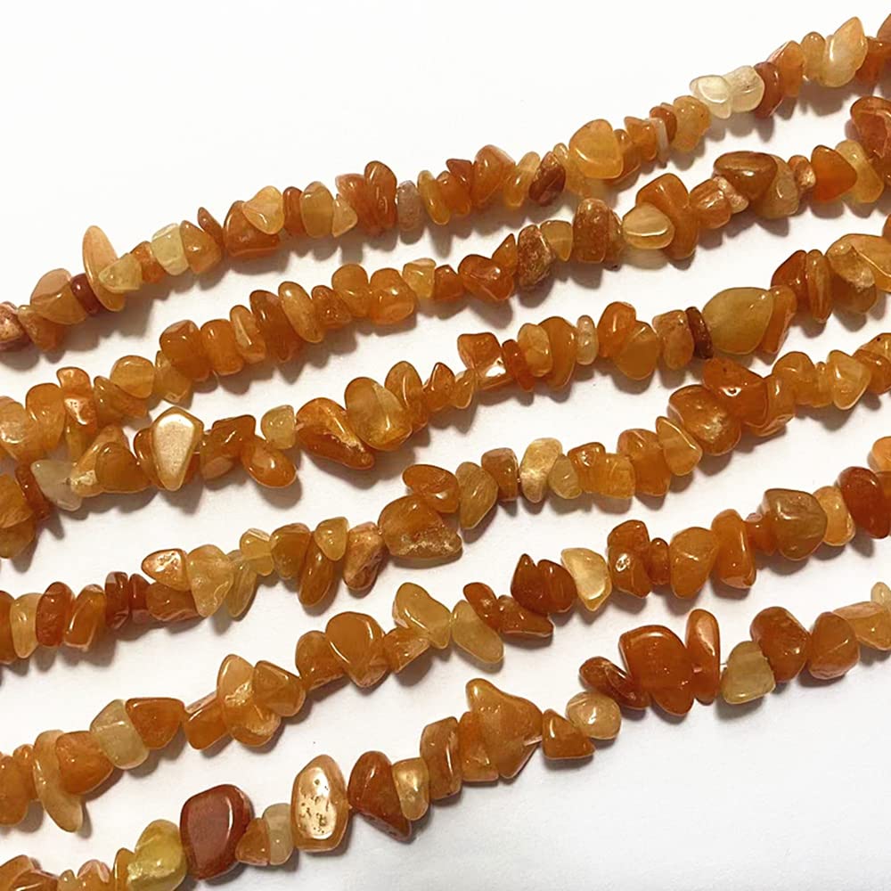 jodaying 7-8mm Natural Red Aventurine Gemstone Chips Healing Gravel Bracelets Necklace Kit Irregular Tumble Stone Beads DIY Crafts Design Jewelry Making 32"