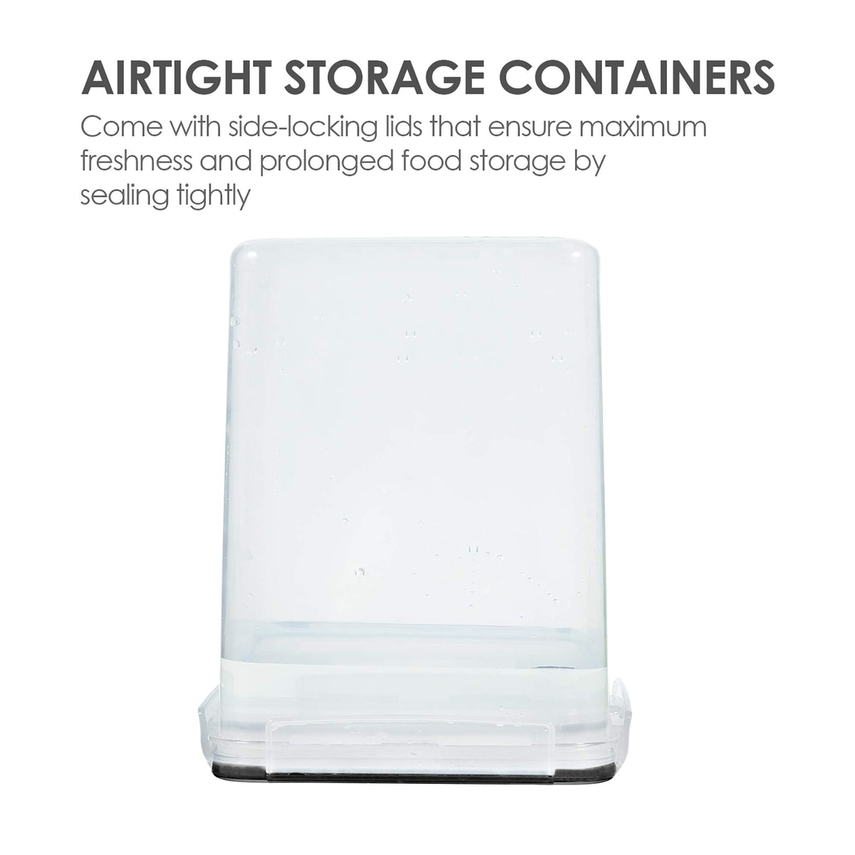Vtopmart 4 PCS Large Food Storage Containers 5.2L / 175oz, 4 Pieces BPA Free Plastic Airtight Canisters for Flour, Sugar, Baking Supplies, Rice with Lids, 4 Measuring Cups and 24 Labels, Black