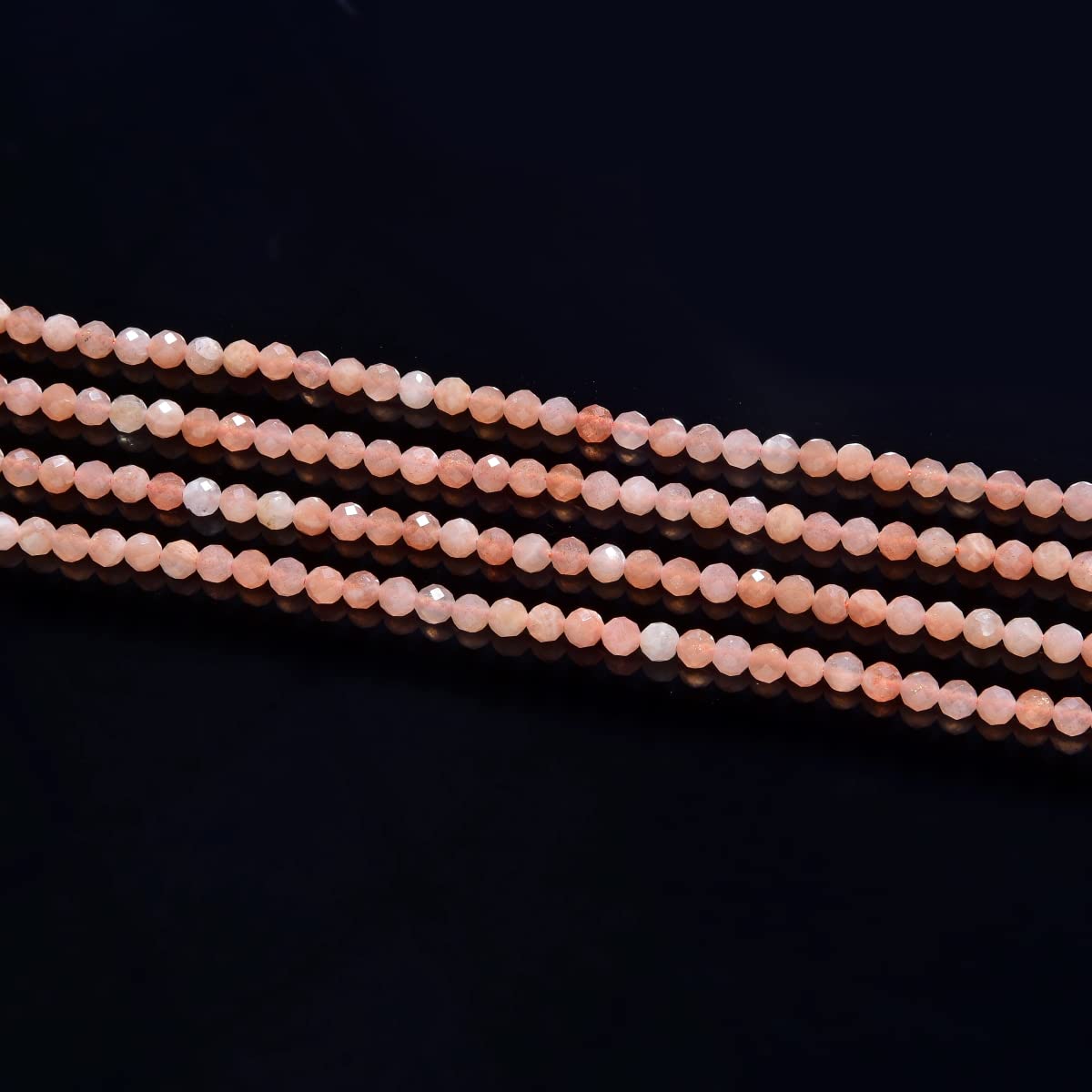 Adabele 15 Inch Natural Pink Moonstone Healing Gemstone 3mm (0.12 Inch) Tiny Small Faceted Round Loose Beads Stone Spacer (100-110pcs) for Craft Jewelry Making GK3-19