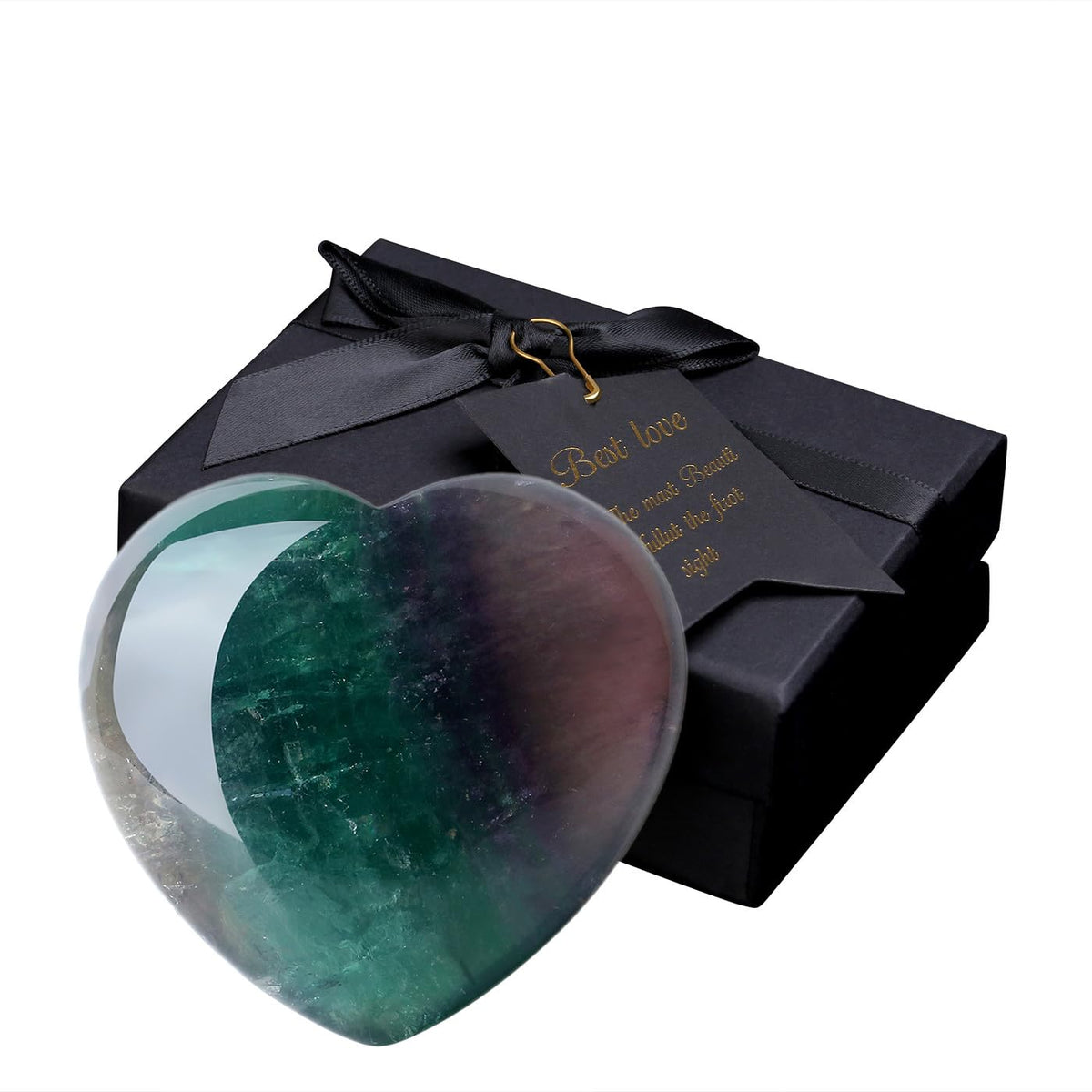 MAIBAOTA 60 mm Fluorite Crystal Healing Crystals Large Heart Love Stone Crystals and Healing Stones Heart Stone for Women Natural Reiki Gemstone Polished Heart Shaped Rocks Meditation
