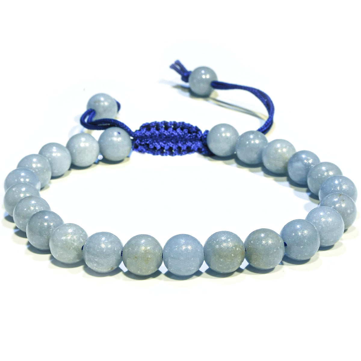 ANAYA AGATE Healing Crystal Bracelet – Chic Gemstone Bracelet for Men and Women – 8mm Round Bead Bracelets for Spiritual Healing, Protection, Positive Energy - Angelite
