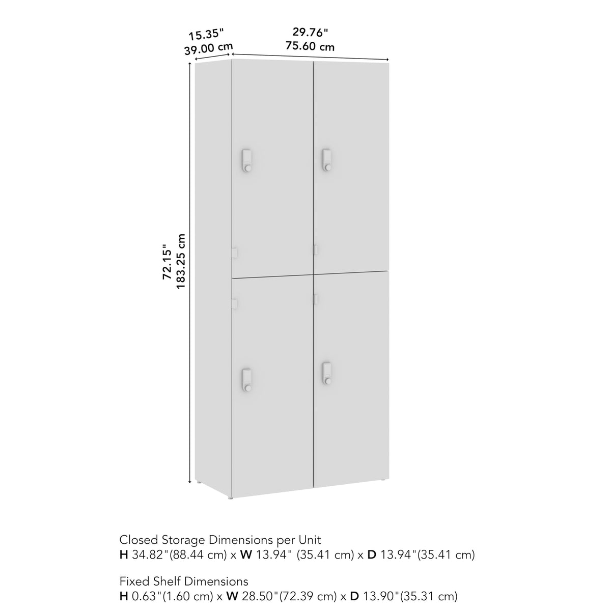 Bush Business Furniture Two Tier 4 Door Storage Lockers with Keypad Locks, Office Furniture, Assure Collection, White