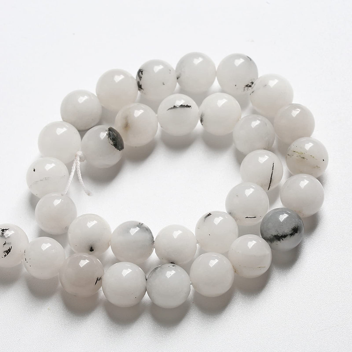 10MM 38PCS Natural Stone Ink Spots Jade Loose Beads for Jewelry Making DIY Bracelet Necklace