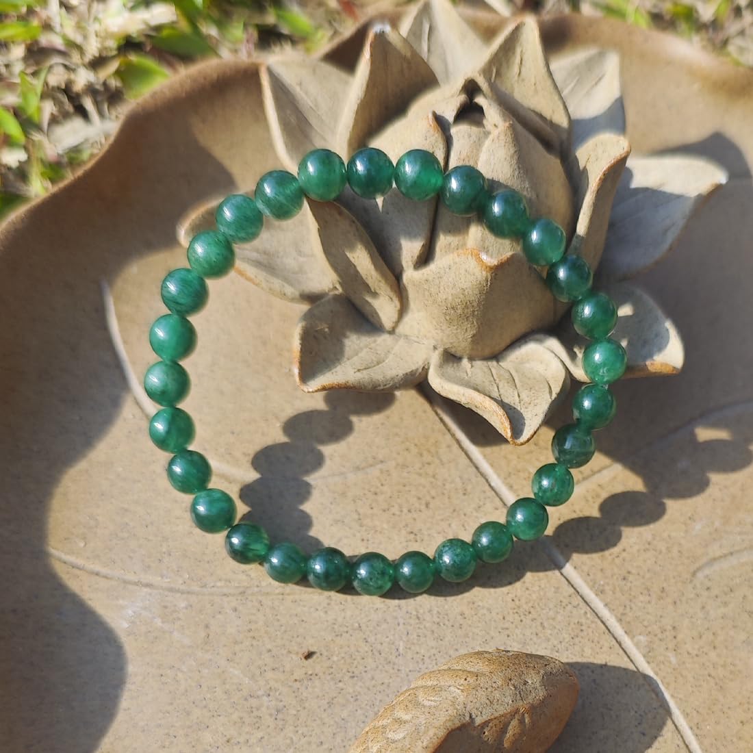 8mm Emerald Bracelet | Natural Green Heart Chakra Crystal Beads - Handmade Gemstone Meditation Bracelet for Abundance & Love & Luck | Beading Tool Kit - Fits for 6.5-7.5 inch Medium Wrist Size